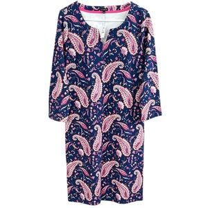 NWT Talbots Navy Floral Paisley Shift Dress Size Large